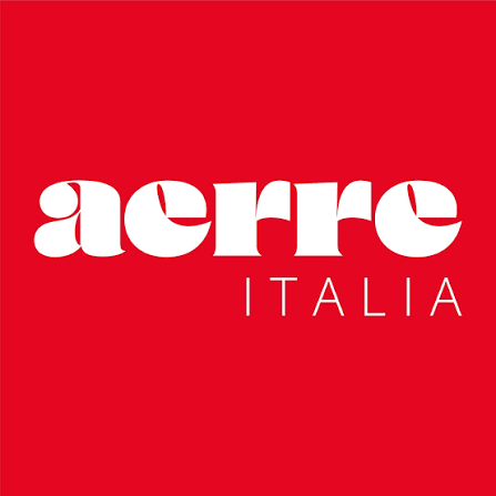 Brand logo for Aerre Italia in white on a red square background.