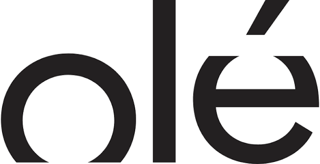 Stylized black typography spelling 'olé' on a white background.